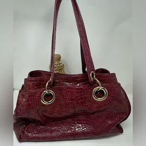 Steven By Steve Madden Burgundy Croc-Embossed Tote